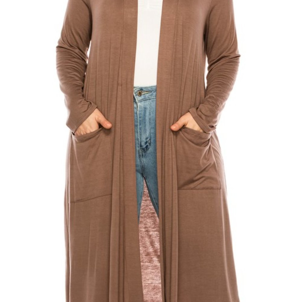 Plus size, solid duster cardigan - Picture 10 of 16